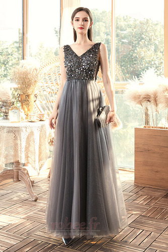 Robe de bal Dos nu Perle Tulle Longueur Cheville Epurée Naturel taille - Page 1