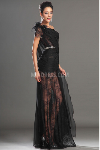 Robe de bal Une épaule Printemps Sans Manches Asymétrique Tissu à Claire-voie - Page 5