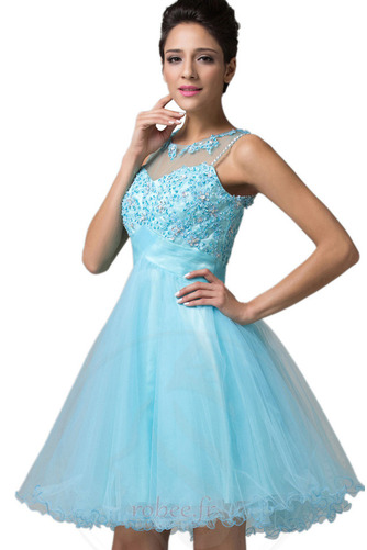 Robe de cocktail Couvert de Dentelle Col Bateau Gaze A-ligne - Page 5