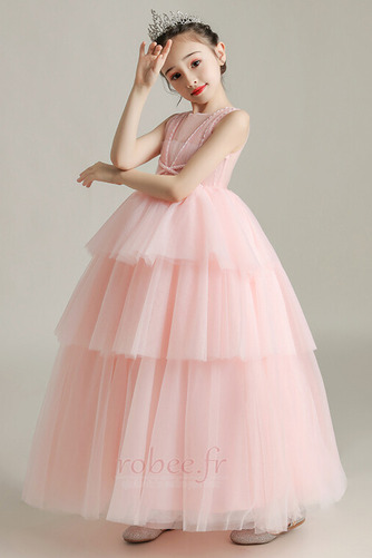 Robe de fille de fleur Tulle Naturel taille Sans Manches Fermeture à glissière - Page 11
