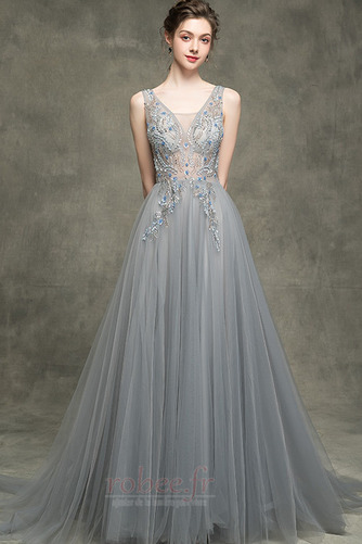 Robe de soirée A-ligne Fête Fourreau Avec Bijoux Perle Train de balayage - Page 4