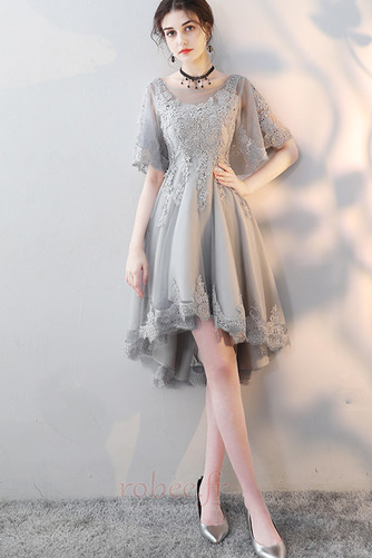 Robe de cocktail Asymétrique Appliquer Printemps Dentelle Dos nu - Page 1