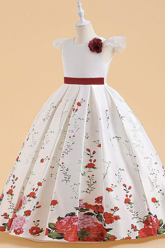 Robe de fille de fleur Naturel taille Drapé A-ligne Col de chemise t - Page 7