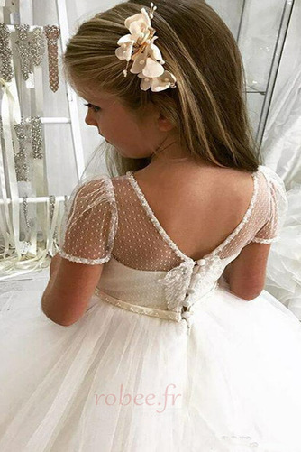 Robe de fille de fleur A-ligne Printemps Tulle Perle Médium Manche Aérienne - Page 2