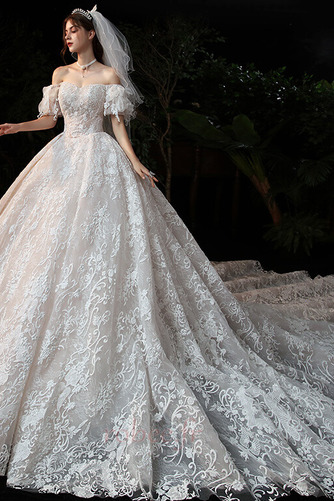 Robe de mariée Manche Courte A-ligne Naturel taille Formelle - Page 1