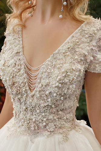 Robe de mariée Salle A-ligne Manche de T-shirt gossamer Fourreau Avec Bijoux - Page 5