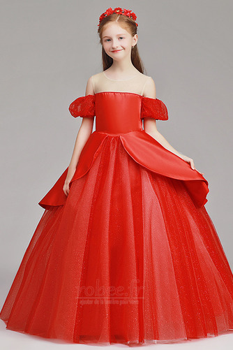 Robe de fille de fleur Tulle A-ligne Rosée épaule Trou De Serrure - Page 1