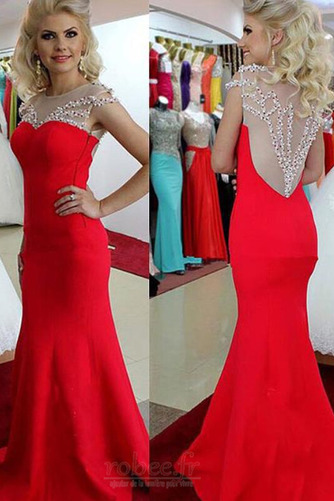 Robe de soirée Sans Manches Luxueux Perle Mince Satin Petit collier circulaire - Page 1