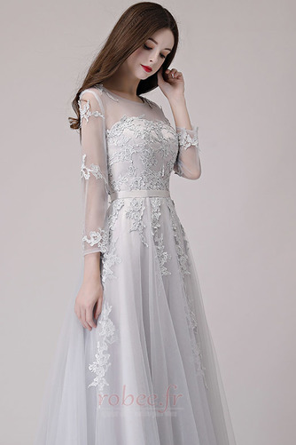 Robe de soirée Tulle Appliquer Naturel taille Manche Aérienne - Page 5