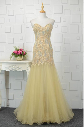 Robe de bal Dos nu Fourreau Avec Bijoux Longueur au sol Tulle - Page 1