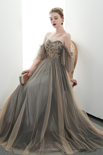 Robe de soirée Tulle Chaussez Ballon a ligne Drapé Longueur Cheville - Page 3