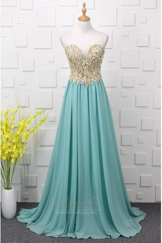 Robe de soirée Sans Manches noble Mousseline Glissière Fourreau Avec Bijoux - Page 1