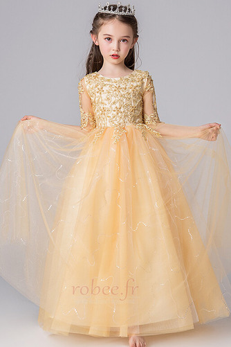 Robe de fille de fleur noble Petit collier circulaire Tulle Longueur au sol - Page 5