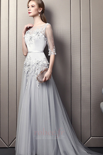 Robe de soirée Tulle Naturel taille Couvert de Dentelle Dos nu - Page 4