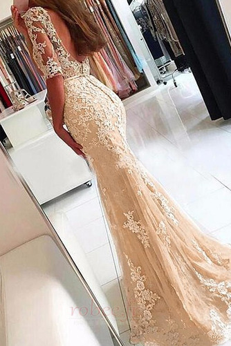 Robe de soirée Dentelle Dos nu Sirène Manche Courte Couvert de Dentelle - Page 2