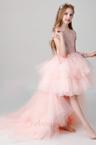 Robe de fille de fleur Vintage Naturel taille Asymétrique net - Page 4