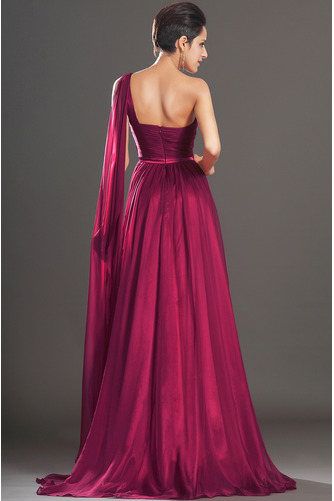 Robe de soirée Une épaule Longueur de plancher Plissé Merlot - Page 6