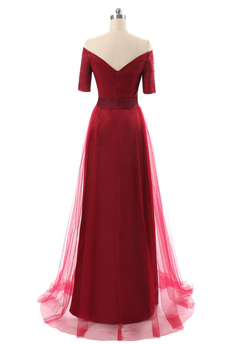 Robe de soirée Mancheron Rouge Mariage Simple Traîne Courte A-ligne - Page 2