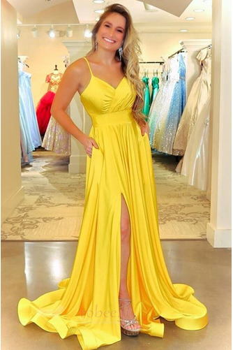 Robe de soirée Dos nu Naturel taille A-ligne Traîne Courte Sans Manches - Page 1