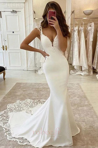 Robe de mariée Sirène Moderne Dos nu Sans Manches Automne Naturel taille - Page 1