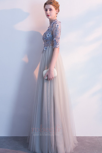 Robe de soirée Tulle Manche de T-shirt Décalcomanie Luxueux Longueur Cheville - Page 4