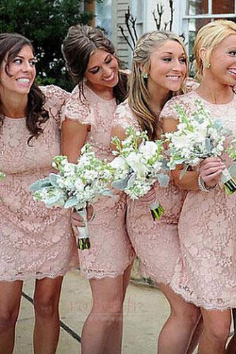 Robe de demoiselle d'honneur Manche Courte Petit collier circulaire - Page 1