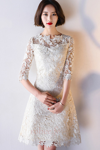 Robe de cocktail Dentelle Epurée Dentelle Longueur de genou Naturel taille - Page 4