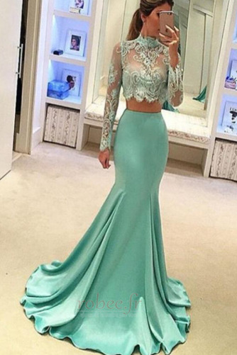 Robe de soirée Manquant Couvert de Dentelle Traîne Courte Sirène - Page 1