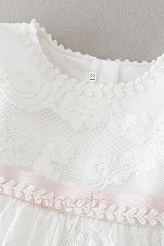 Robe de fille de fleur A-ligne Printemps Dentelle Vacances Col de chemise t - Page 4