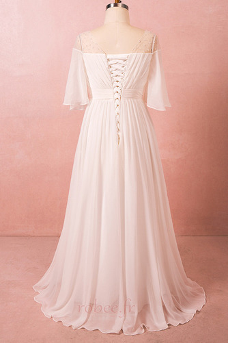 Robe de bal Laçage Naturel taille Elégant Mousseline Col U Profond - Page 7