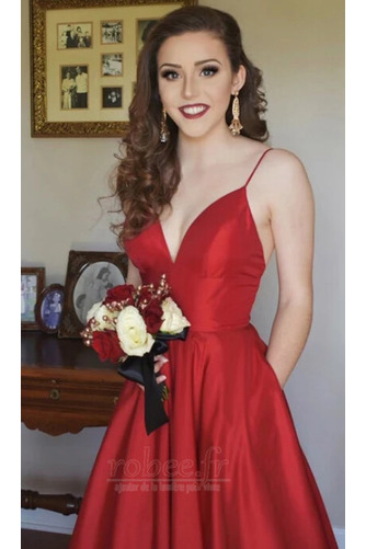 Robe de soirée Bretelles Spaghetti Glissière Naturel taille A-ligne - Page 2