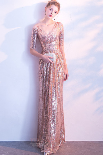 Robe de demoiselle d'honneur Manquant A-ligne Fourreau Pailleté - Page 4