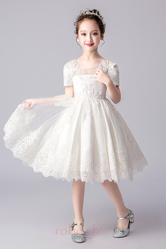 Robe de fille de fleur Naturel taille Dentelle a ligne Col de chemise t - Page 3