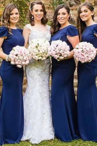 Robe de demoiselle d'honneur Sirène Manche Courte Petit collier circulaire - Page 1