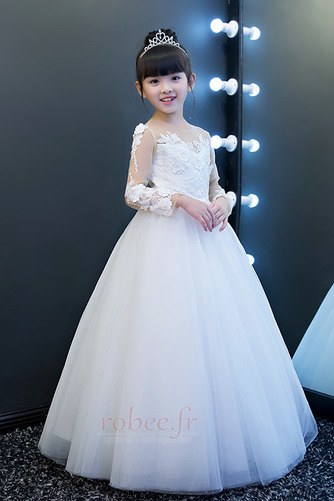 Robe de fille de fleur Tulle Formelle Manche Aérienne Naturel taille - Page 2