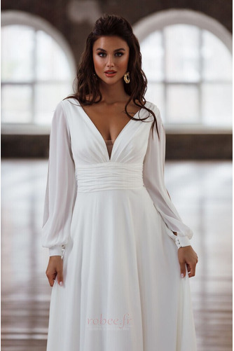 Robe de mariée Drapé Traîne Courte a ligne Printemps Manche de T-shirt - Page 3