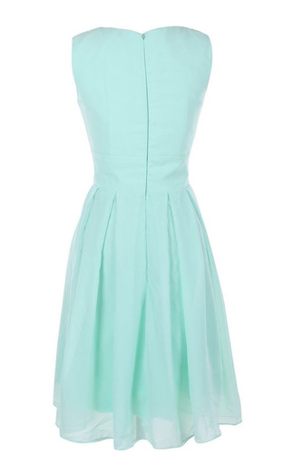 Robe de demoiselle d'honneur Menthe Mousseline Été Poire Sans Manches - Page 2