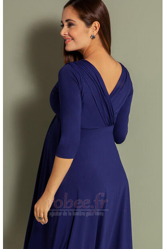 Robe de soirée Simple Col en V Foncé Taille haute Empire Manche de T-shirt - Page 2