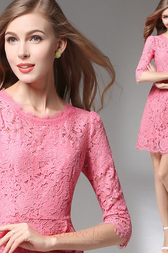 Robe de cocktail Dentelle A-ligne Epurée Dentelle Col de chemise t - Page 2