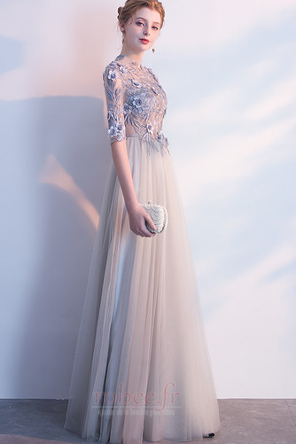 Robe de soirée Tulle Manche de T-shirt Décalcomanie Luxueux Longueur Cheville - Page 3