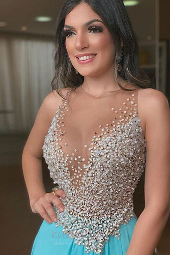 Robe de soirée Chic Corsage Avec Bijoux A-ligne Drapé Longue - Page 3