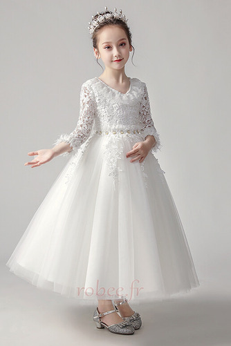 Robe de fille de fleur Norme Longueur Mollet Col en V Fermeture à glissière - Page 4