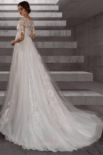 Robe de mariée Taille haute Col en V Foncé Manche Aérienne Dentelle - Page 2