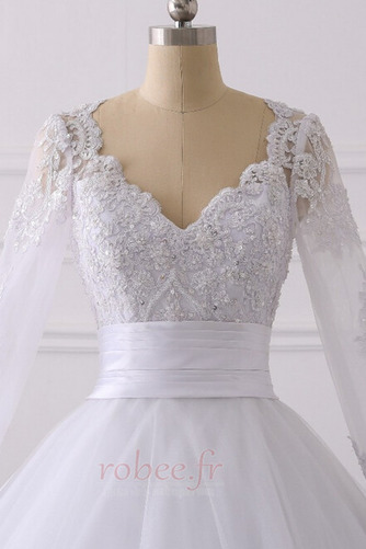 Robe de mariée A-ligne Dentelle Fermeture éclair Col en V Manche Aérienne - Page 5