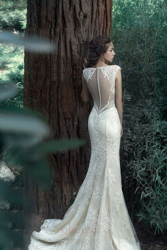 Robe de mariage net Naturel taille Glamour Col en V Foncé Sans Manches - Page 5