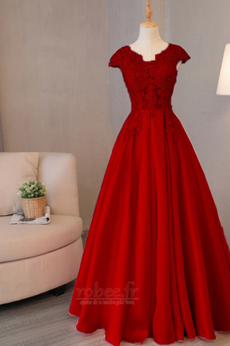 Robe de bal Laçage Satin Hiver A-ligne Manche Courte Formelle - Page 7