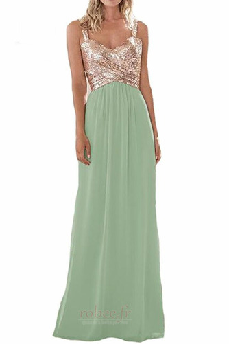 Robe de demoiselle d'honneur Corsage plissé Longue Mariage Sans Manches - Page 7