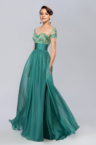 Robe de soirée Mousseline Appliquer Manche Aérienne Manquant - Page 2