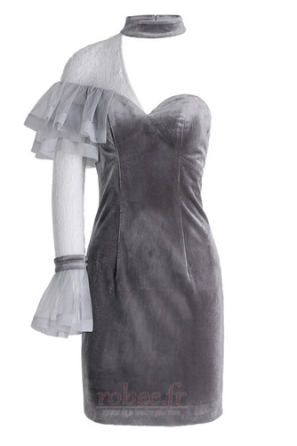 Robe de soirée Courte Manche Longue Velours Fermeture à glissière - Page 5