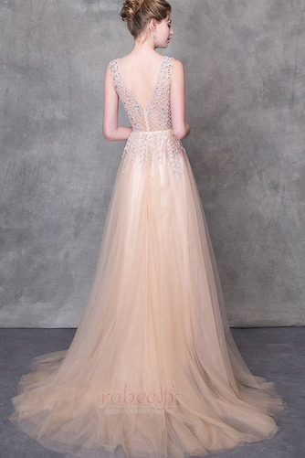 Robe de soirée Festin Col en V Satin Naturel taille Perle A-ligne - Page 2